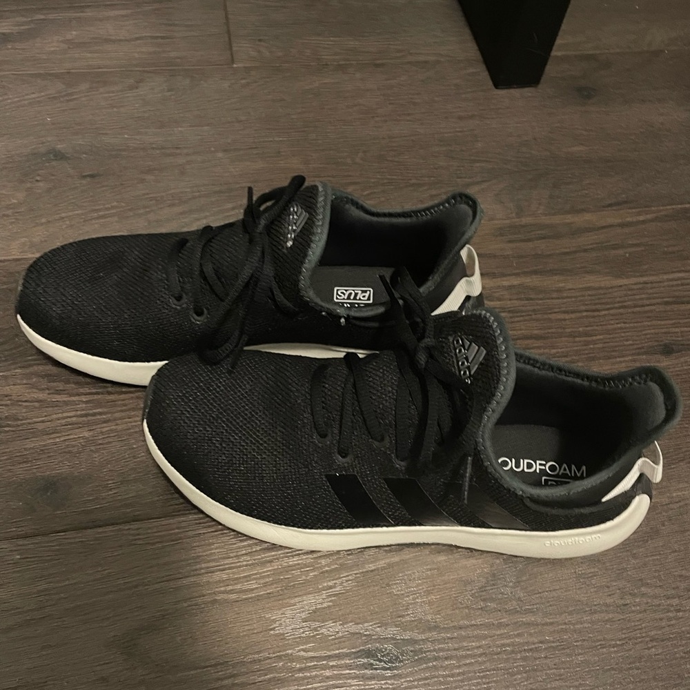 adidas Black and White cloud foam sneakers